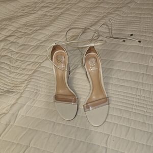 Vince Camuto  Women's White and Tan Heels Size 7.5